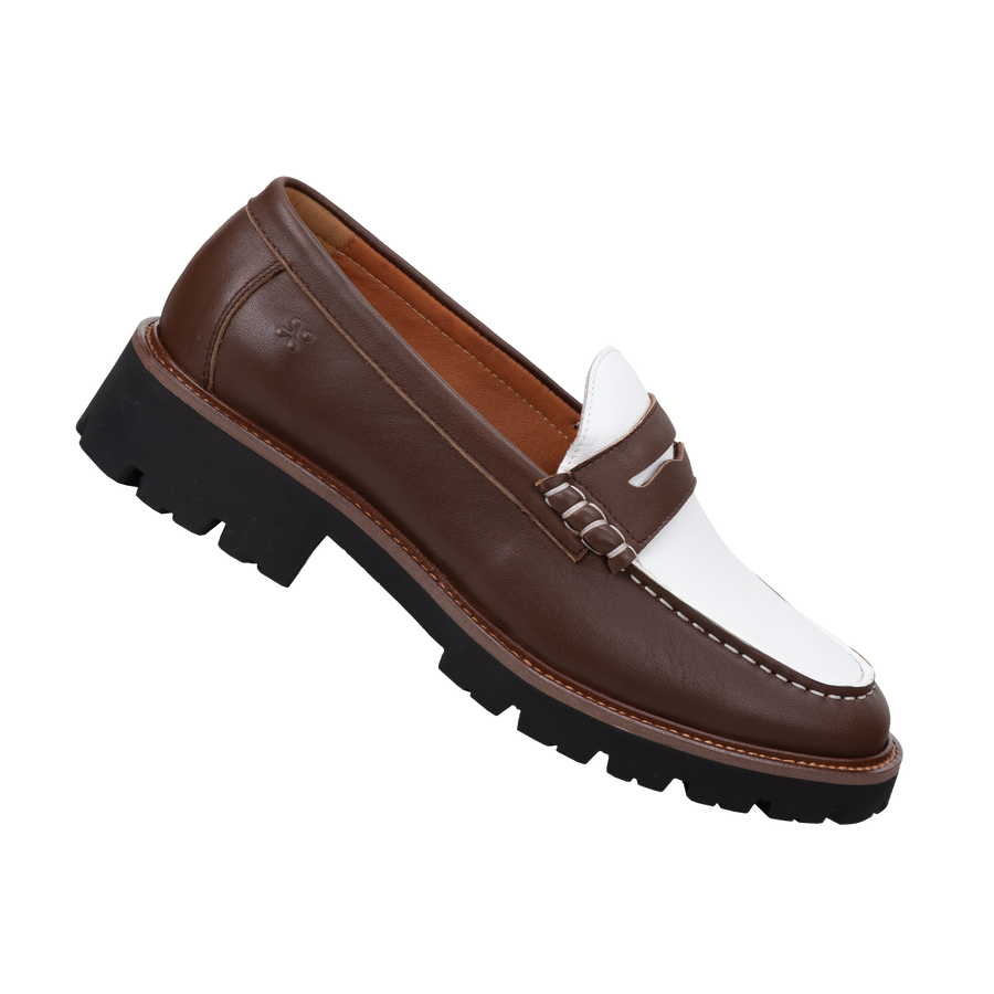 Women's loafers Stilo in tan/white
