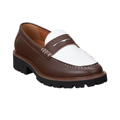 Women's loafers Stilo in tan/white