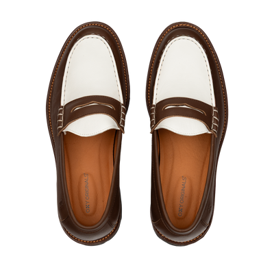 Women's loafers Stilo in tan/white