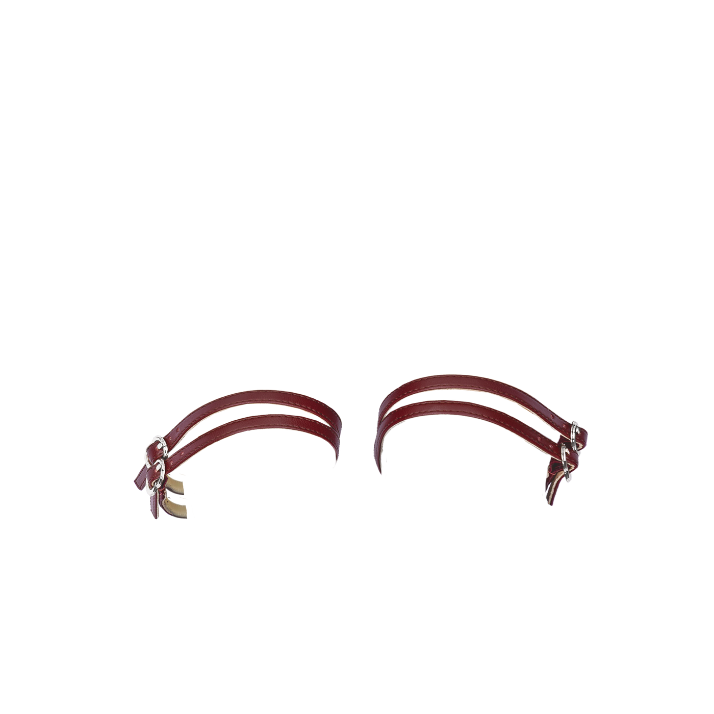 Women's ballet flats Eos Thin Double Strap with Silver Buckles in Cherry