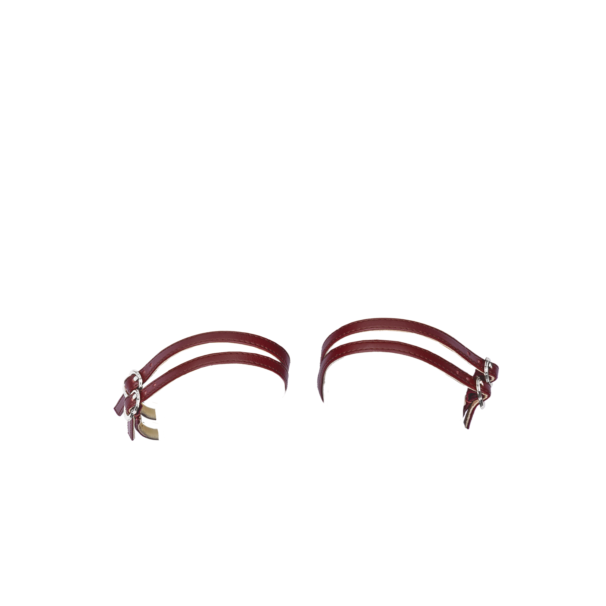Women's ballet flats Eos Thin Double Strap with Silver Buckles in Cherry