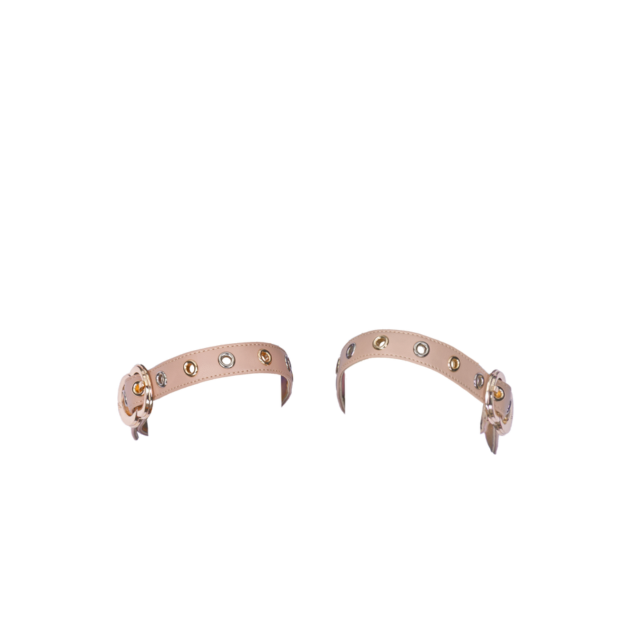 Women's ballet flats Eos Gold and Silver Grommet thick strap with Gold Buckles in Blush