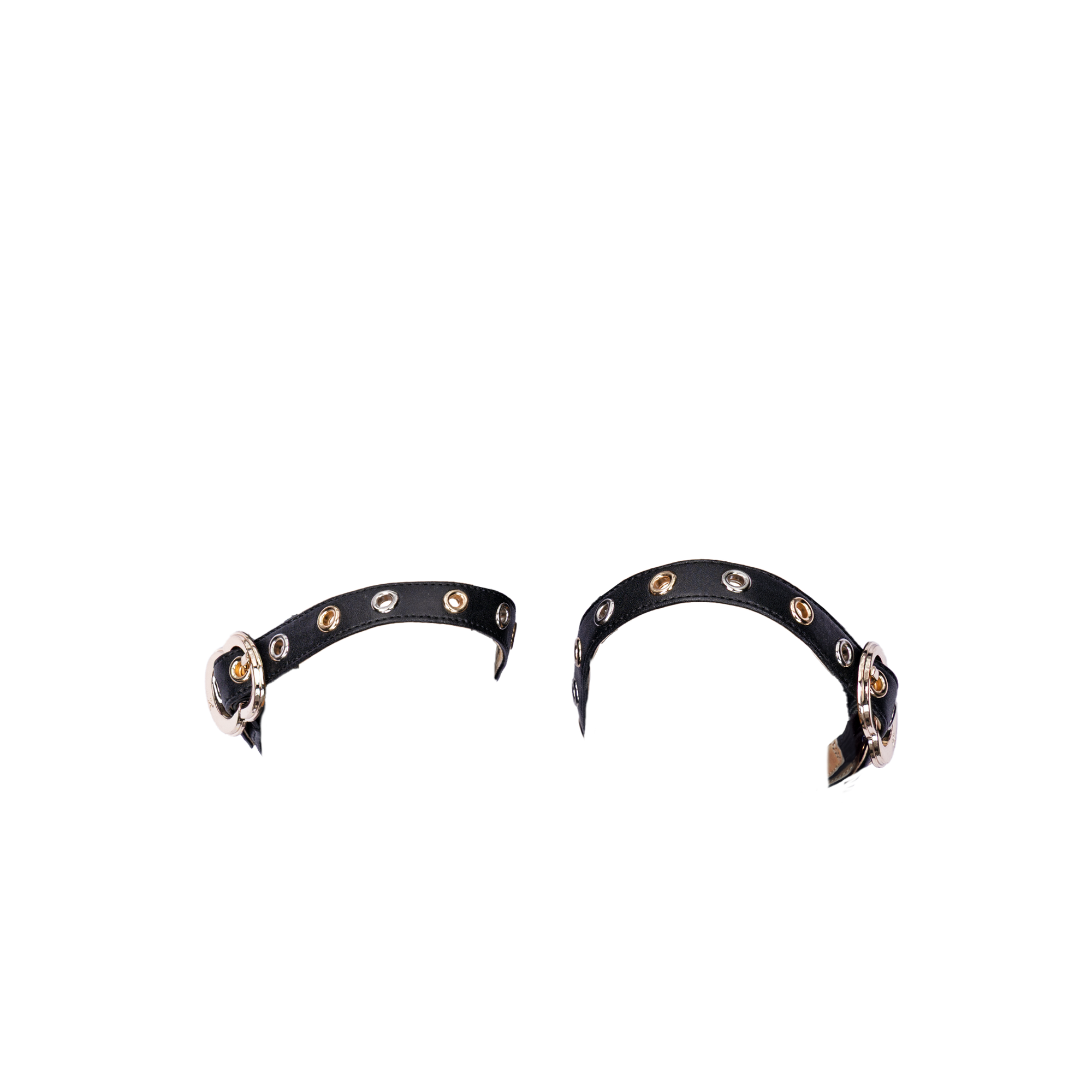 Women's ballet flats Eos Gold and Silver Grommet thick strap with Gold Buckles in Black