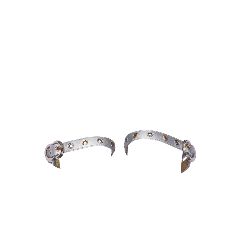Women's ballet flats Eos Gold and Silver Grommet thick strap with Silver Buckles in Silver