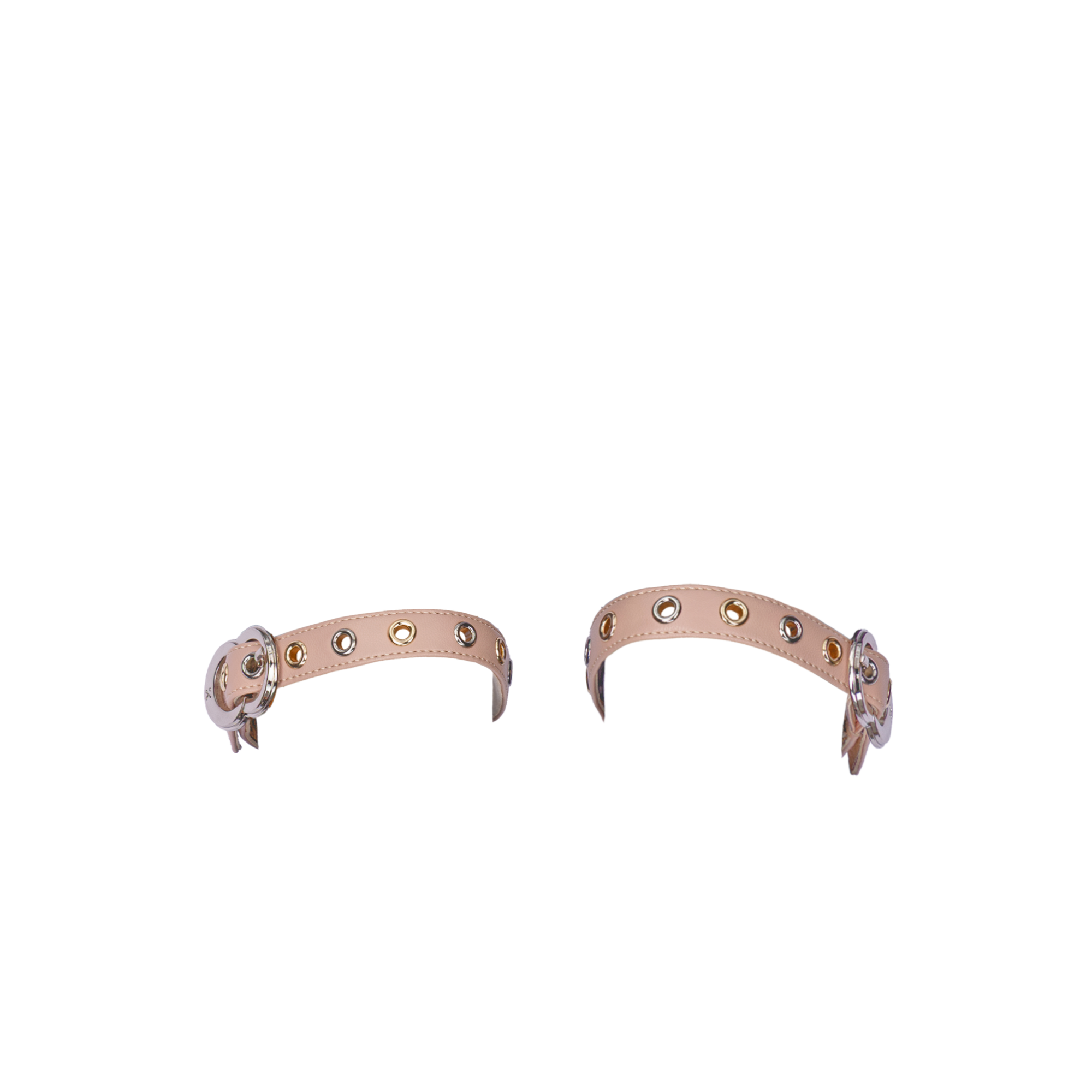 Women's ballet flats Eos Gold and Silver Grommet thick strap with Silver Buckles in Blush