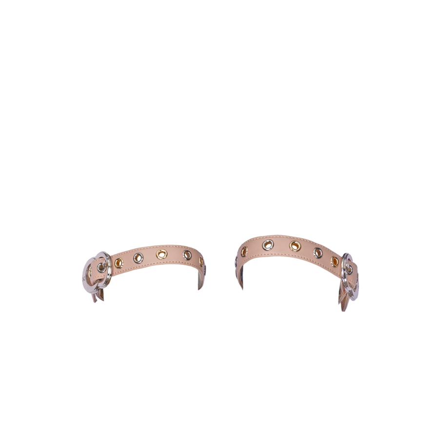 Women's ballet flats Eos Gold and Silver Grommet thick strap with Silver Buckles in Blush
