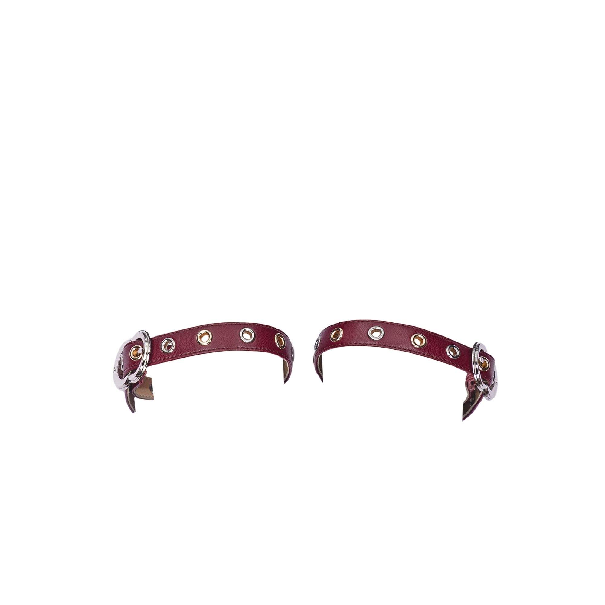 Women's ballet flats Eos Gold and Silver Grommet thick strap with Silver Buckles in Cherry