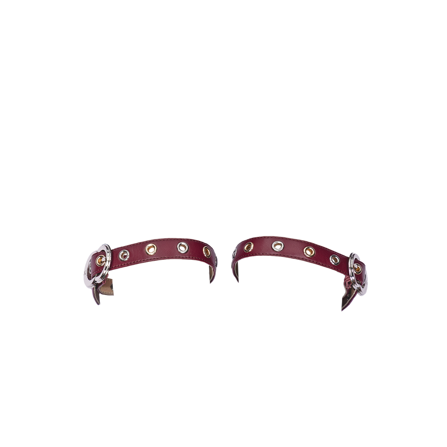 Women's ballet flats Eos Gold and Silver Grommet thick strap with Silver Buckles in Cherry