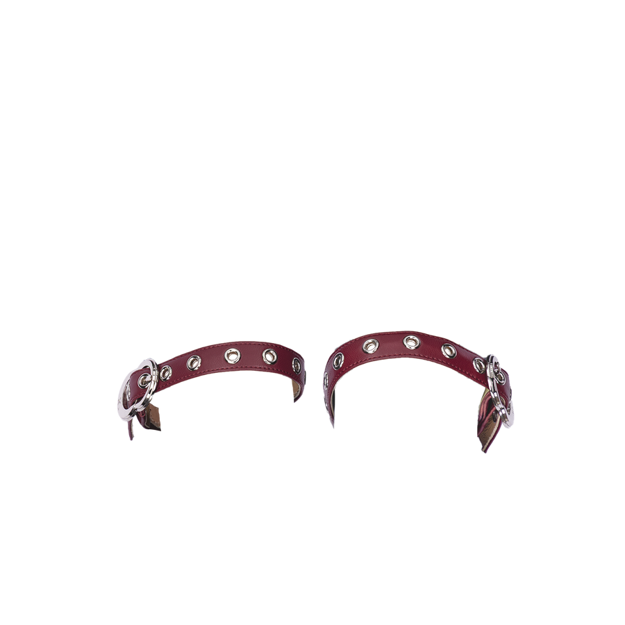 Women's ballet flats Eos Grommet thick strap with Silver Buckle in Cherry