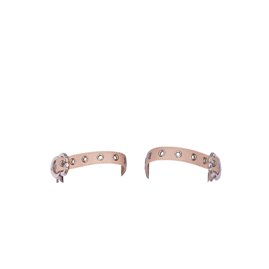 Women's ballet flats Eos Grommet thick strap with Silver Buckle in Blush