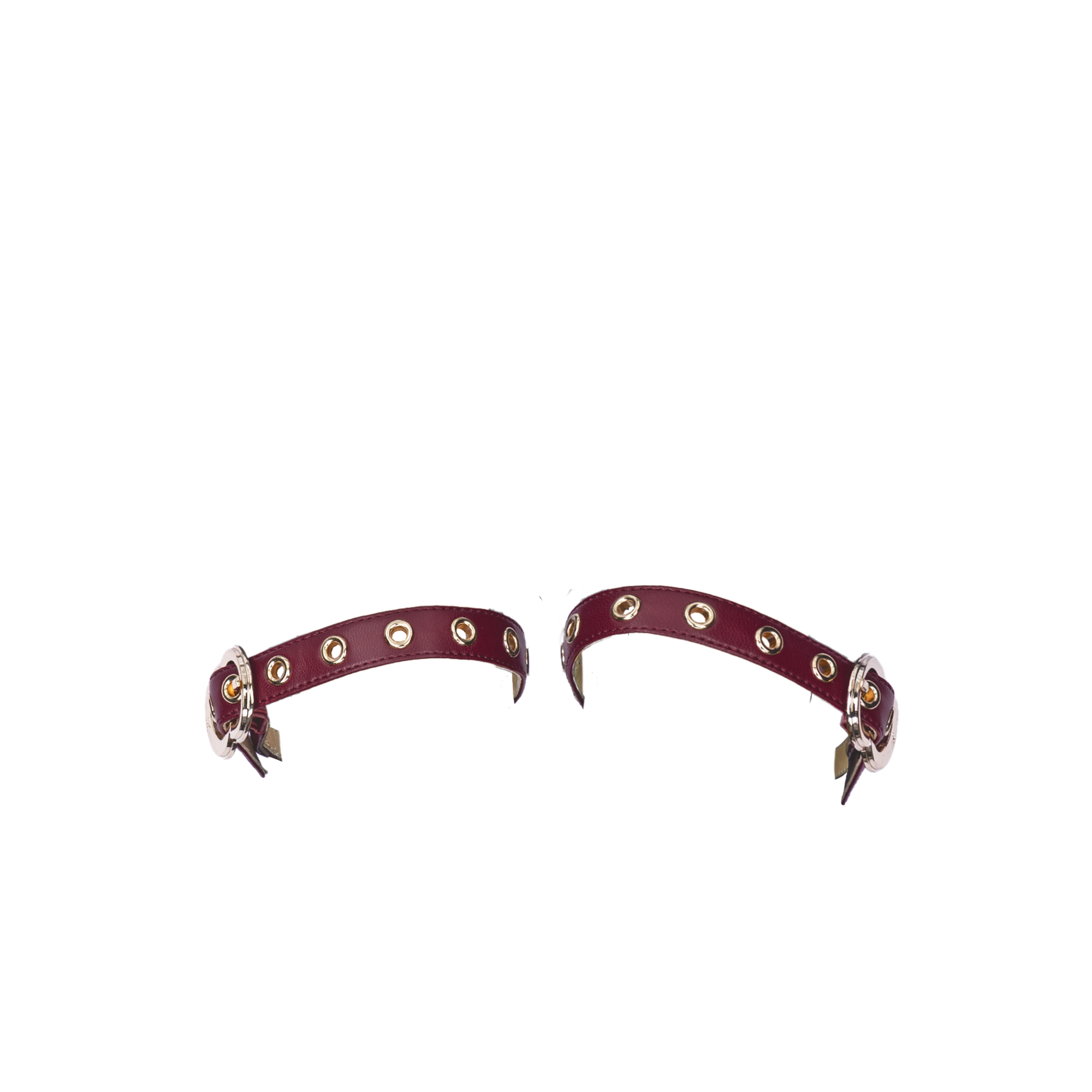 Women's ballet flats Eos Grommet thick strap with Gold Buckle in Cherry
