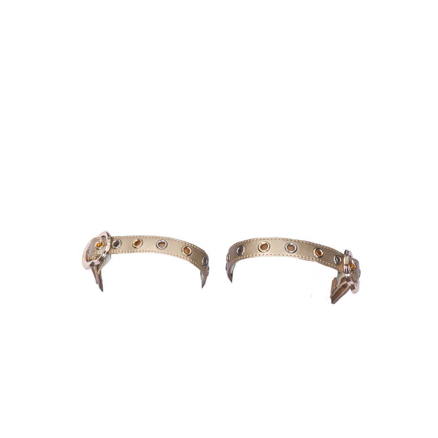 Women's ballet flats Eos Gold and Silver Grommet thick strap with Gold Buckles in Gold