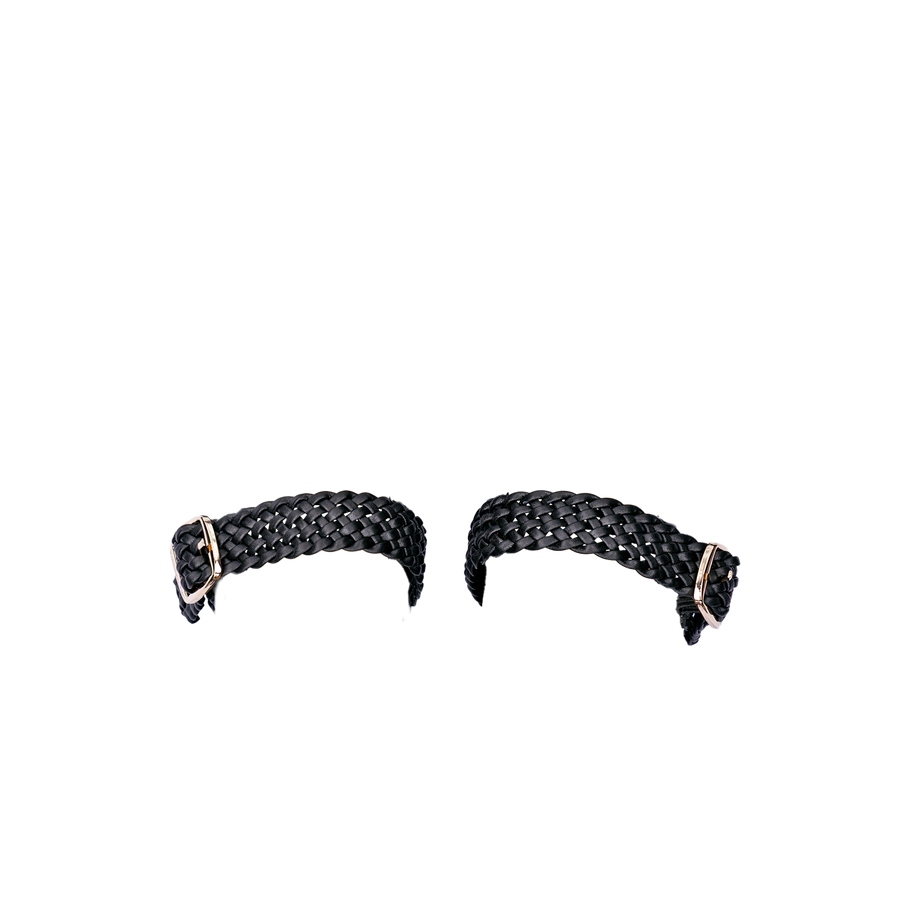 Women's ballet flats Eos Wooven Thick Strap with Gold Buckles in Black