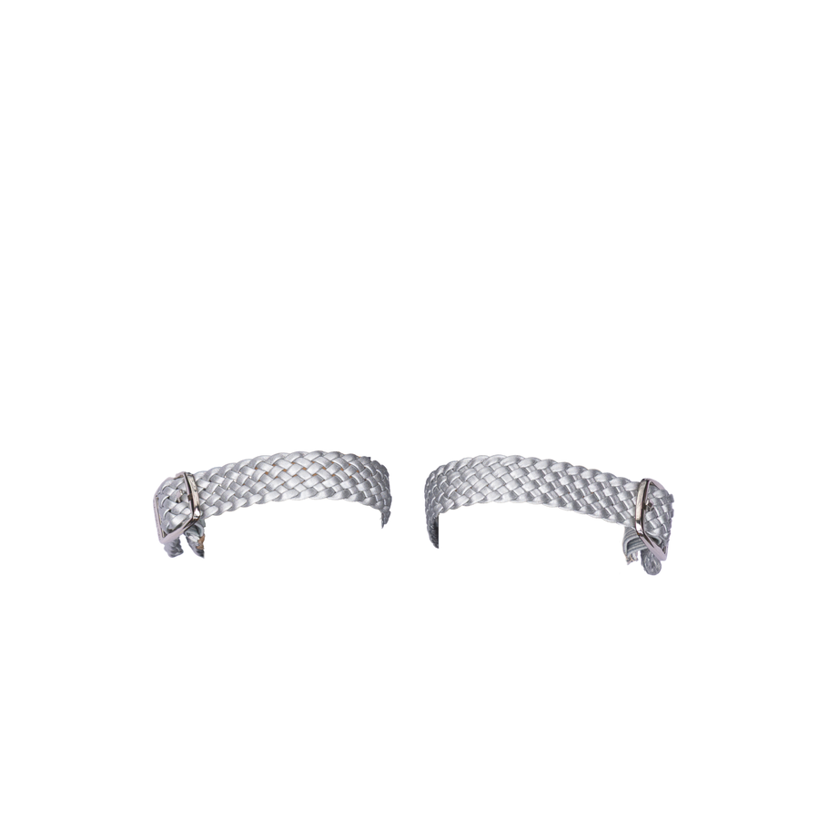 Women's ballet flats Eos Wooven Thick Strap with Silver Buckles in Silver